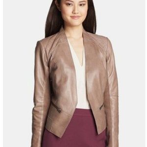 Nordstrom Halogen Cutaway Leather Jacket Taupe M